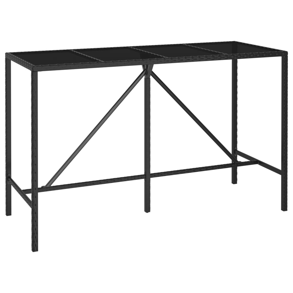 11 Piece Garden Bar Set Black Poly Rattan