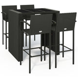 5 Piece Garden Bar Set Black Poly Rattan