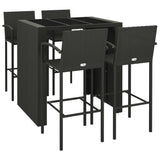 5 Piece Garden Bar Set Black Poly Rattan