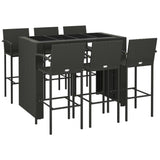 7 Piece Garden Bar Set Black Poly Rattan
