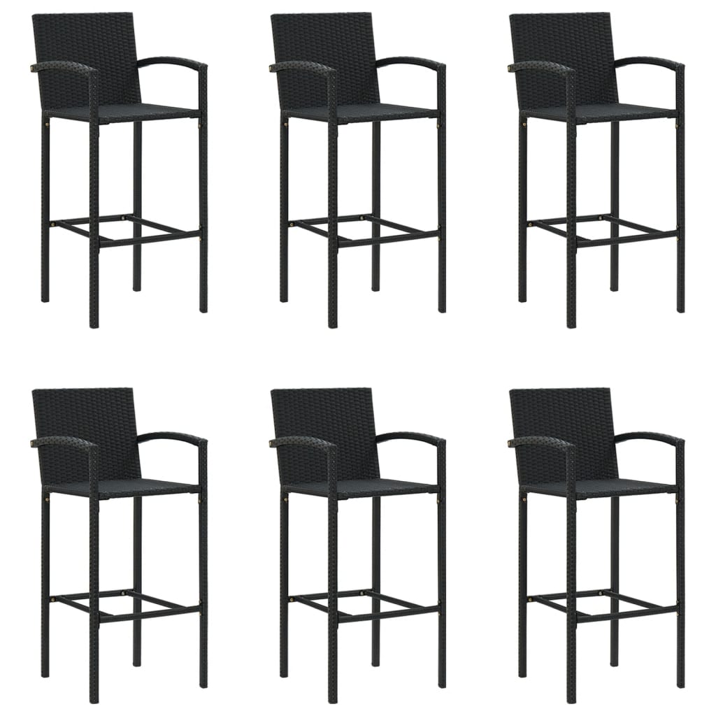 7 Piece Garden Bar Set Black Poly Rattan