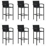 7 Piece Garden Bar Set Black Poly Rattan