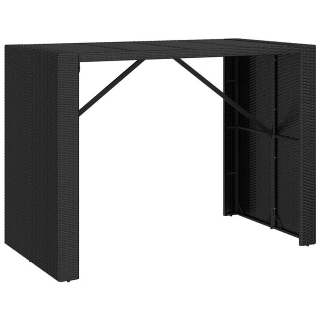 7 Piece Garden Bar Set Black Poly Rattan