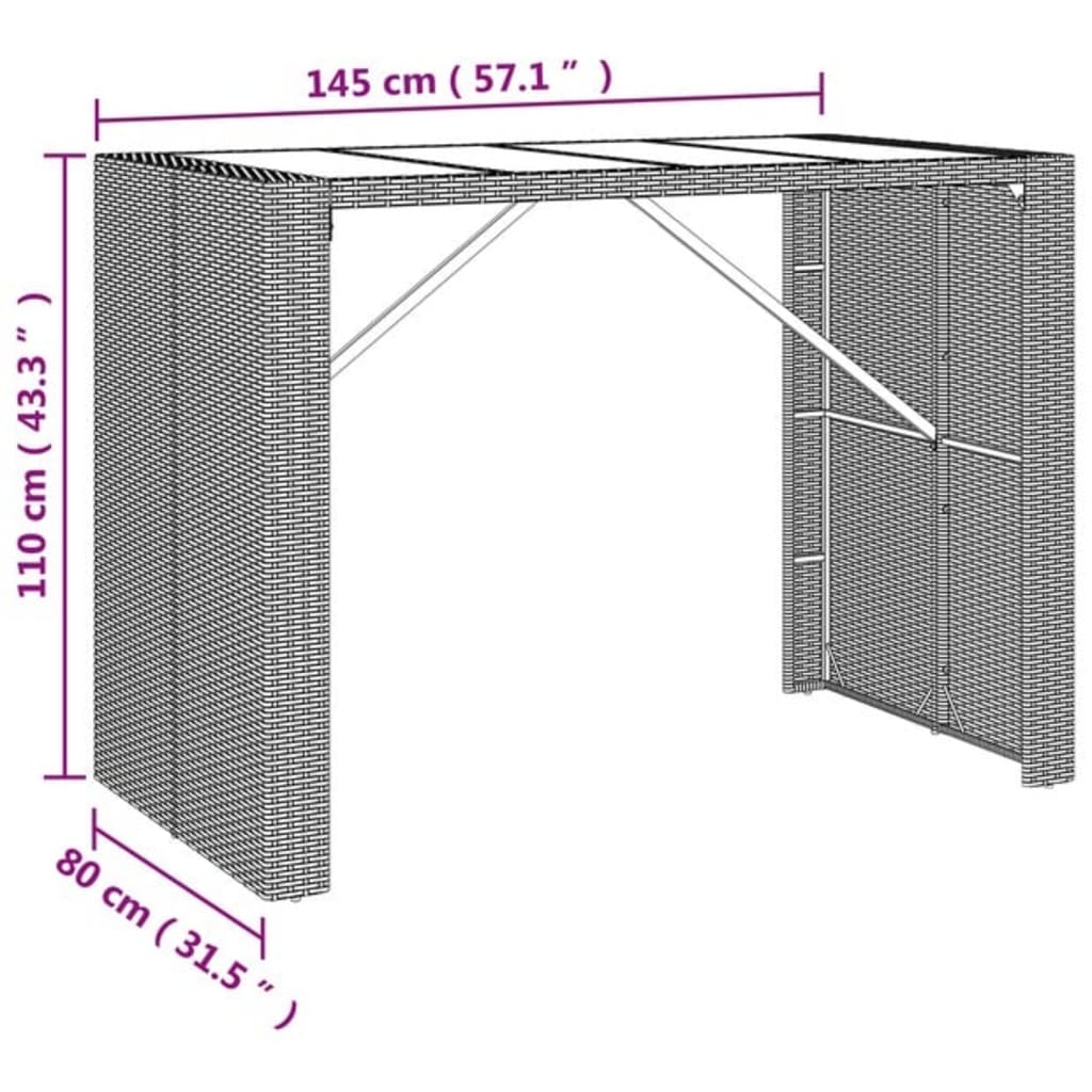 7 Piece Garden Bar Set Black Poly Rattan
