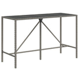 11 Piece Garden Bar Set Grey Poly Rattan& Solid Wood Acacia - 45-Degree Angle