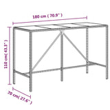 11 Piece Garden Bar Set Grey Poly Rattan& Solid Wood Acacia - Low Angle