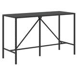 9 Piece Garden Bar Set Black Poly Rattan& Solid Wood Acacia - 45-Degree Angle
