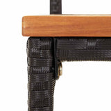 9 Piece Garden Bar Set Black Poly Rattan& Solid Wood Acacia - Rear View