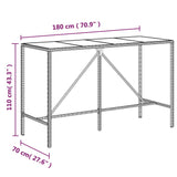 11 Piece Garden Bar Set Grey Poly Rattan& Solid Wood Acacia - Close-Up Angle