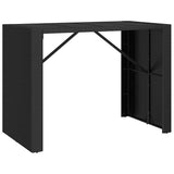 7 Piece Garden Bar Set Black Poly Rattan& Solid Wood Acacia - 45-Degree Angle
