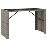 9 Piece Garden Bar Set Grey Poly Rattan& Solid Wood Acacia - 45-Degree Angle