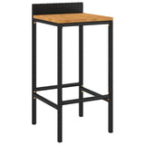 3 Piece Garden Bar Set Black Poly Rattan&Solid Wood Acacia - Top-Down View