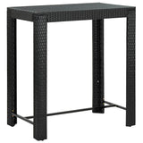 5 Piece Garden Bar Set Black Poly Rattan&Solid Wood Acacia - 45-Degree Angle