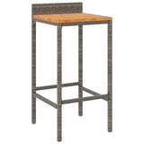 5 Piece Garden Bar Set Grey Poly Rattan&Solid Wood Acacia - Top-Down View