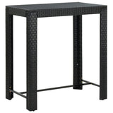 5 Piece Garden Bar Set Black Poly Rattan&Solid Wood Acacia - 45-Degree Angle