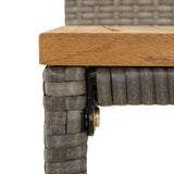 3 Piece Garden Bar Set Grey Poly Rattan&Solid Wood Acacia - Rear View