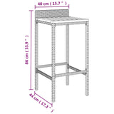5 Piece Garden Bar Set Grey Poly Rattan&Solid Wood Acacia - Close-Up Angle