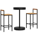 3 Piece Garden Bar Set Black Poly Rattan&Solid Wood Acacia - Side View