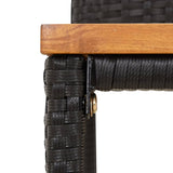 3 Piece Garden Bar Set Black Poly Rattan&Solid Wood Acacia - Rear View