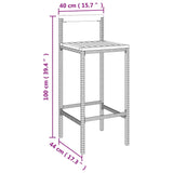 3 Piece Garden Bar Set Grey Poly Rattan&Solid Wood Acacia - Close-Up Angle