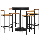 5 Piece Garden Bar Set Black Poly Rattan&Solid Wood Acacia - Side View