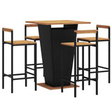 5 Piece Garden Bar Set Black Poly Rattan&Solid Wood Acacia - Side View