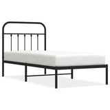 Metal Bed Frame without Mattress with Headboard Black 90x190 cm