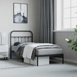 Metal Bed Frame without Mattress with Headboard Black 90x190 cm - Top-Down View