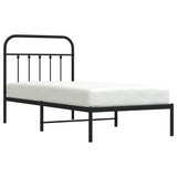 Metal Bed Frame without Mattress with Headboard Black 90x190 cm