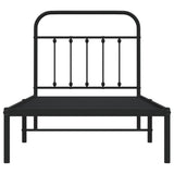 Metal Bed Frame without Mattress with Headboard Black 90x190 cm