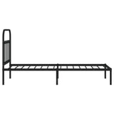 Metal Bed Frame without Mattress with Headboard Black 90x190 cm - Close-Up Angle