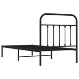 Metal Bed Frame without Mattress with Headboard Black 90x190 cm
