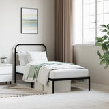 Metal Bed Frame without Mattress with Headboard Black 90x190 cm