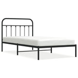 Metal Bed Frame without Mattress with Headboard Black 107x203 cm King Single - Front View