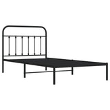 Metal Bed Frame without Mattress with Headboard Black 107x203 cm King Single - Side View