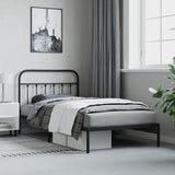 Metal Bed Frame without Mattress with Headboard Black 107x203 cm King Single - Top-Down View