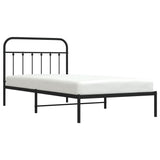 Metal Bed Frame without Mattress with Headboard Black 107x203 cm King Single - 45-Degree Angle