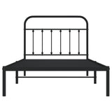 Metal Bed Frame without Mattress with Headboard Black 107x203 cm King Single