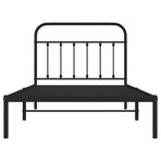 Metal Bed Frame without Mattress with Headboard Black 107x203 cm King Single