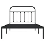 Metal Bed Frame without Mattress with Headboard Black 107x203 cm King Single - Rear View