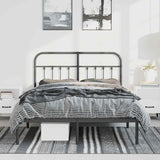 Metal Bed Frame without Mattress with Headboard Black 150x200 cm - Side View