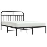 Metal Bed Frame without Mattress with Headboard Black 150x200 cm