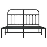 Metal Bed Frame without Mattress with Headboard Black 150x200 cm
