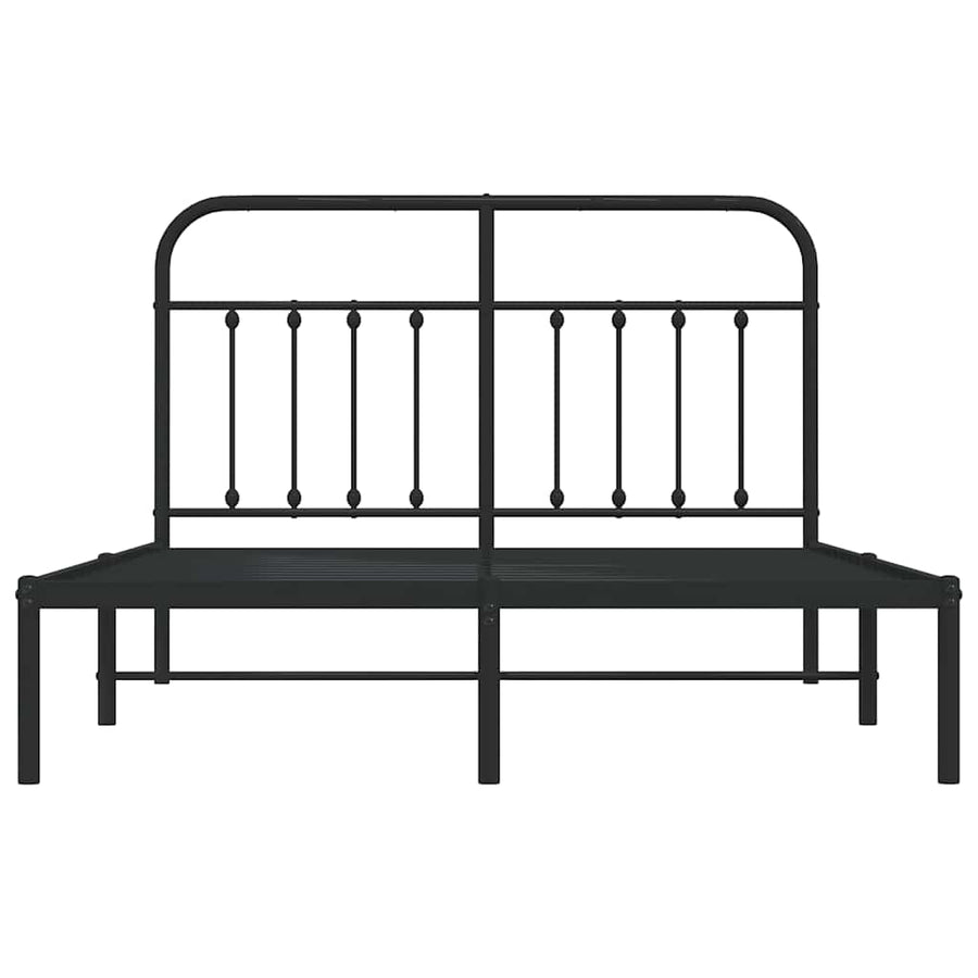 Metal Bed Frame without Mattress with Headboard Black 150x200 cm