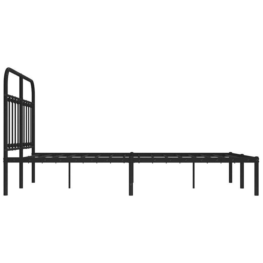 Metal Bed Frame without Mattress with Headboard Black 150x200 cm