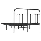 Metal Bed Frame without Mattress with Headboard Black 150x200 cm - Low Angle