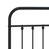 Metal Bed Frame without Mattress with Headboard Black 150x200 cm - Extra Image
