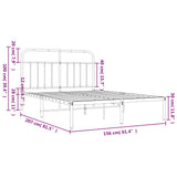 Metal Bed Frame without Mattress with Headboard Black 150x200 cm