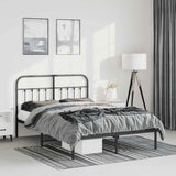 Metal Bed Frame without Mattress with Headboard Black 150x200 cm