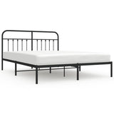 Metal Bed Frame without Mattress with Headboard Black 183x203 cm King